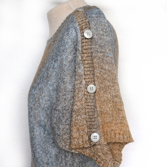 Cleo Ombre Gray Blue Camel Popover Knit Sweater L - Picture 2 of 6
